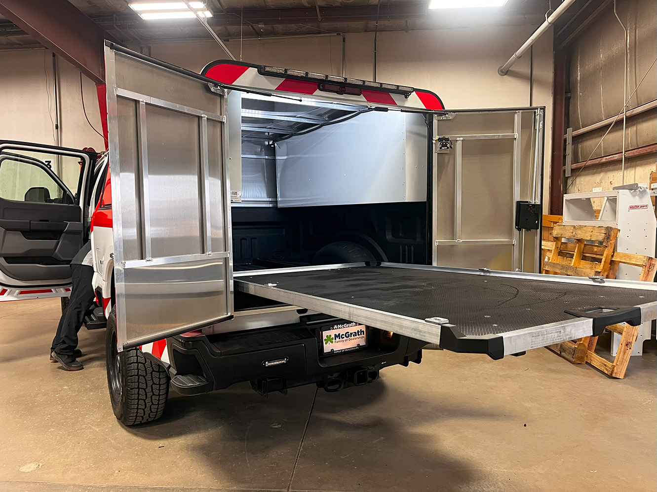 Cabinets inside an ambulance